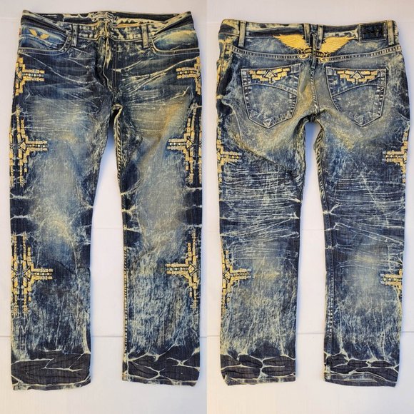New Men's ROBIN'S JEAN sz 40 Gold Chapa Embroidery